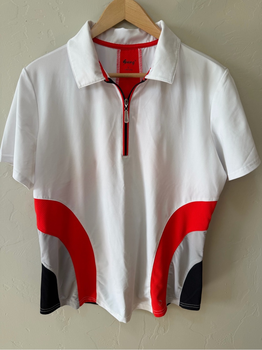 SWING Women’s Golf Tennis Picklelball Shirt Short Sleeve Zip Collar Polo Size L